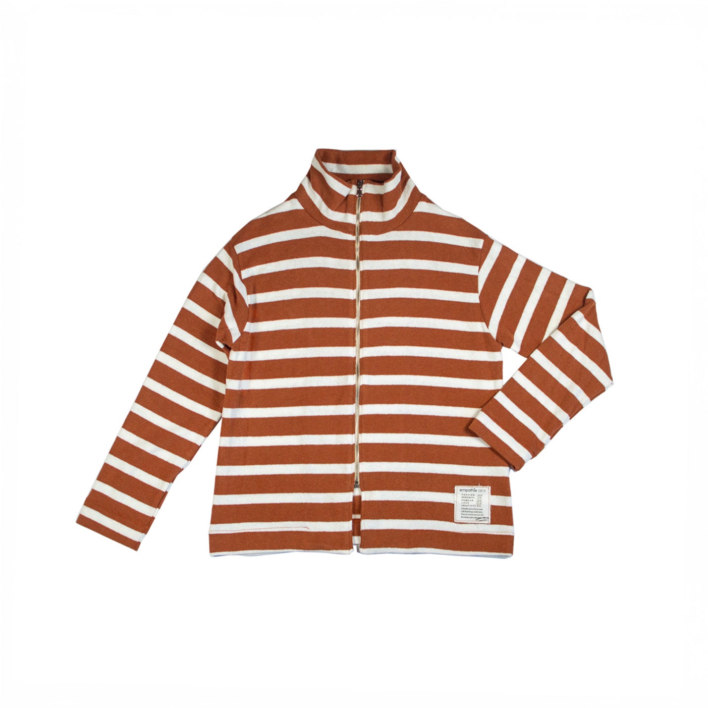 Felpa full zip in maglieria tagliata a righe