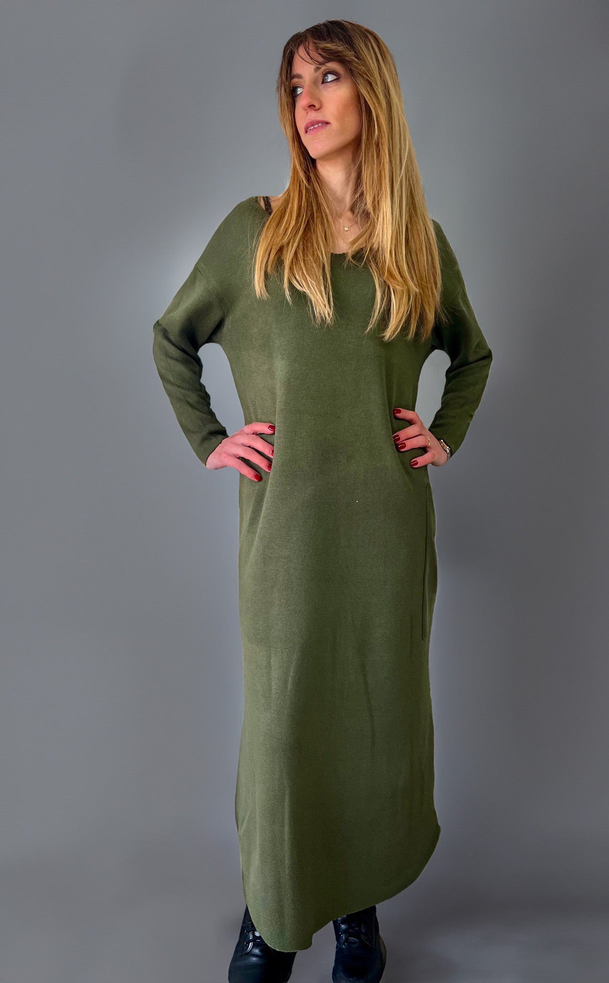 Dress scollo a V in caldo cotone