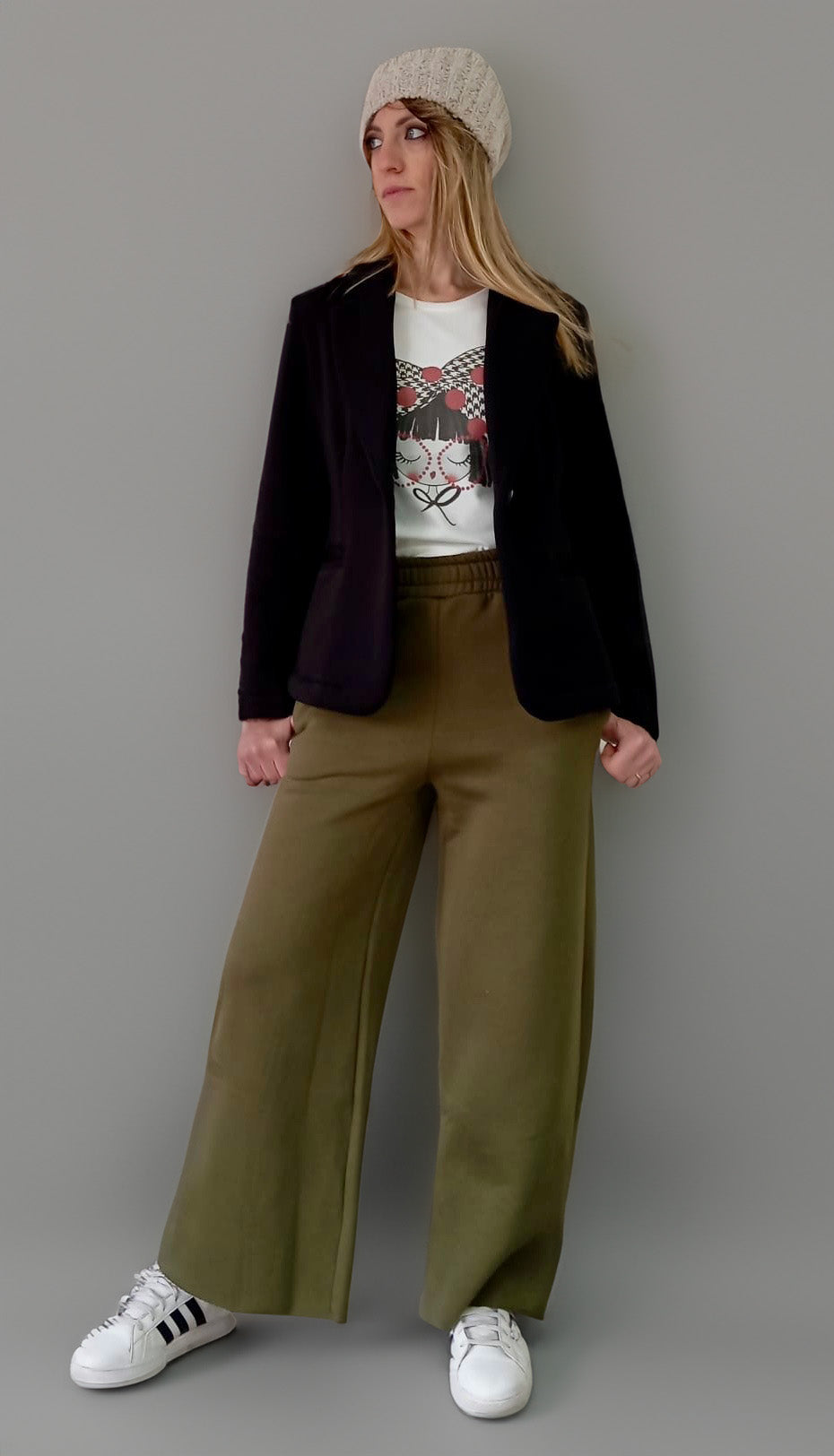 Pantalone palazzo in felpa cotone 100x100