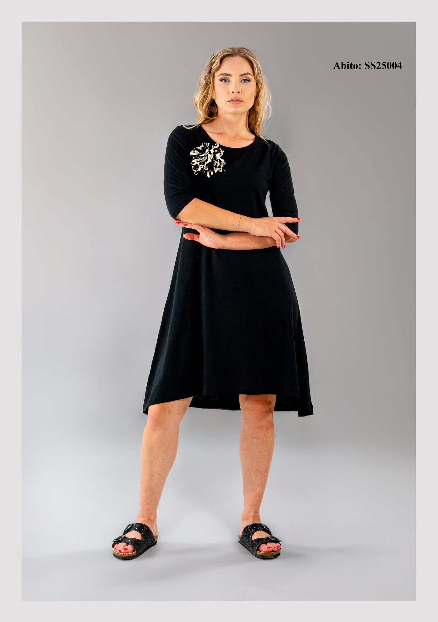 Abito manica 3/4 in jersey