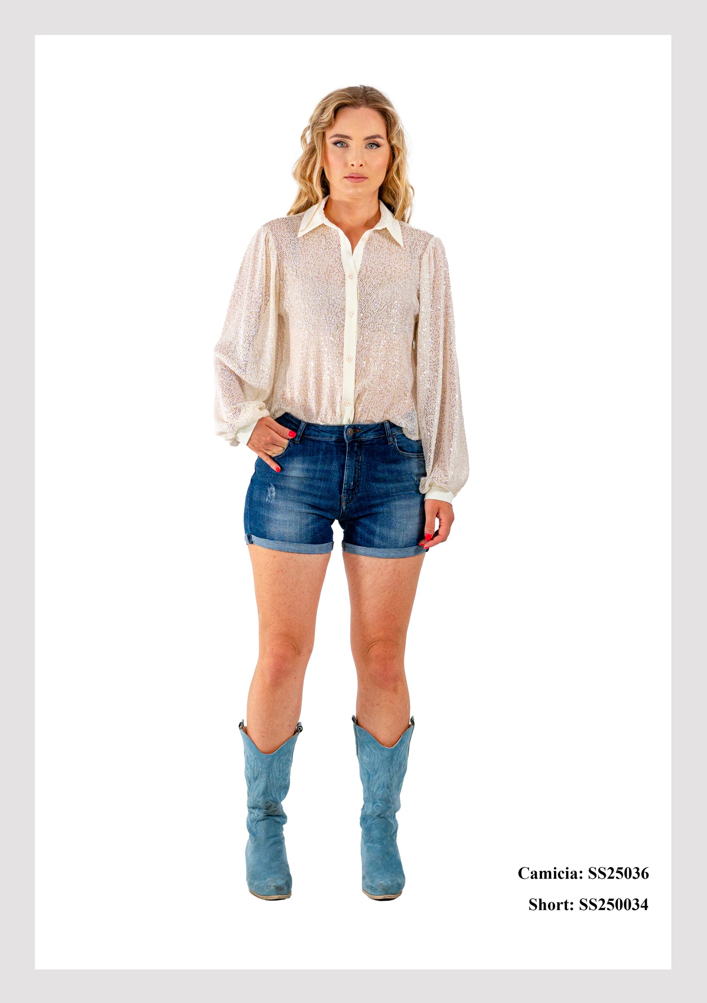 Camicia maniche lunghe con pailettes