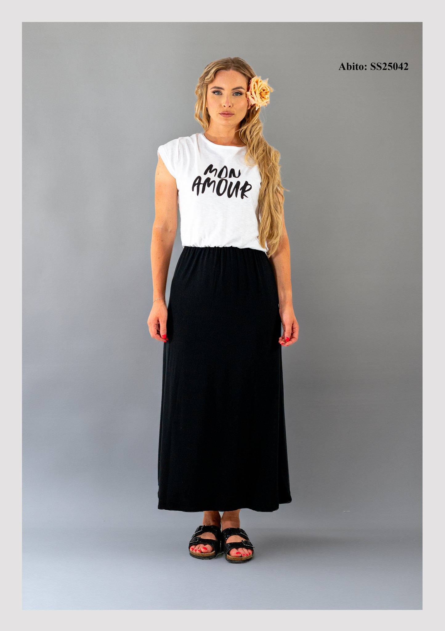 Abito lungo jersey fiammato/viscosa layocel