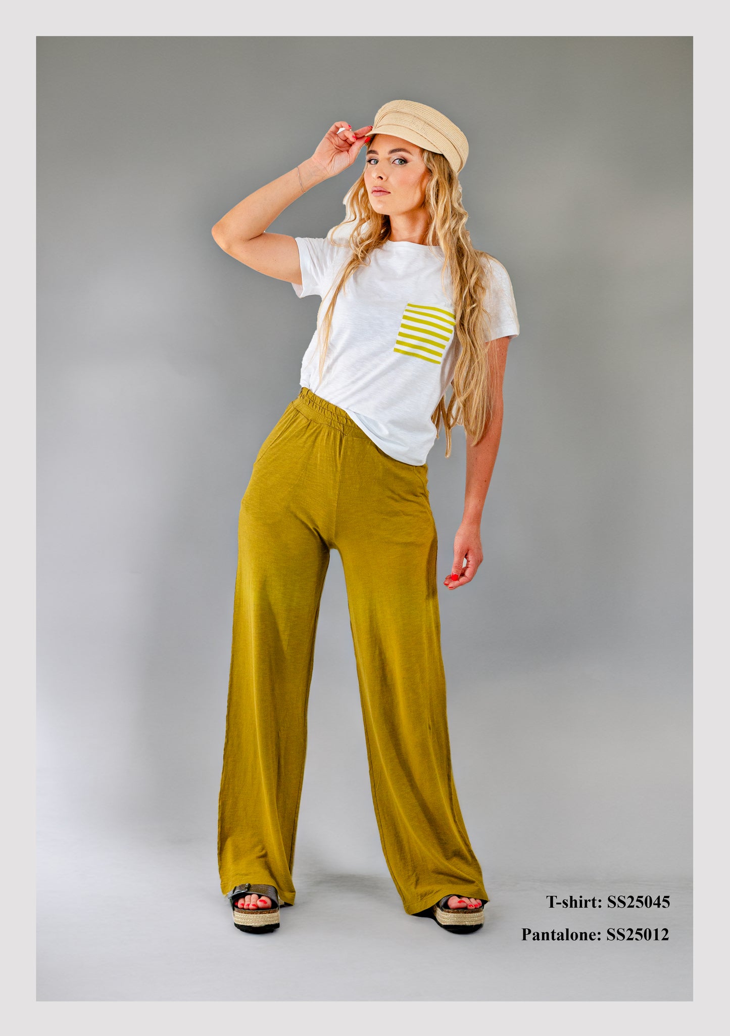 pantalone a palazzo in cotone jersey fiammato