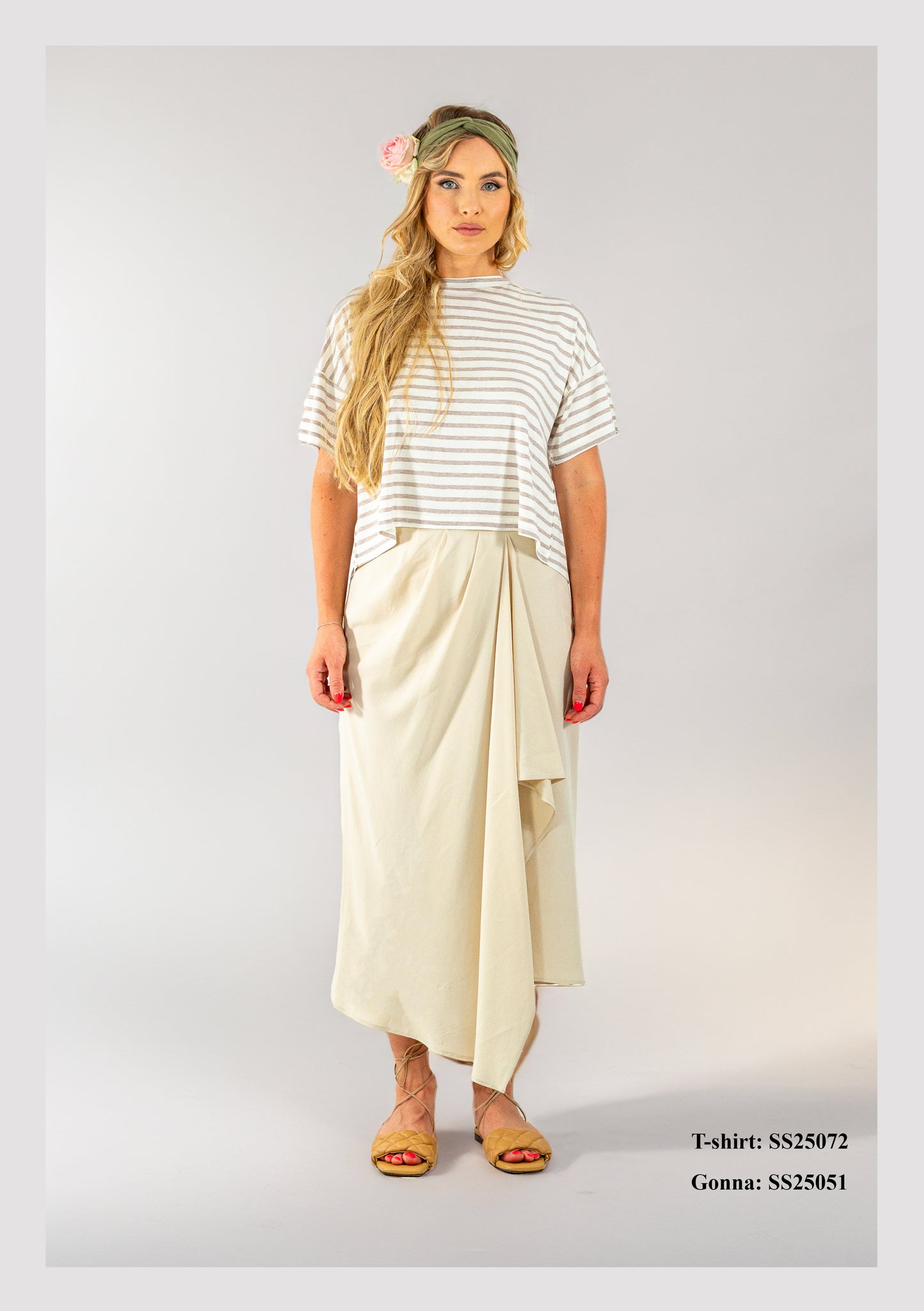 T-shirt a scatoletta cotone jersey rigato