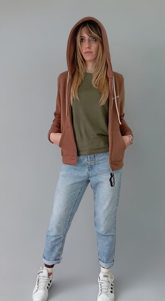 Felpa full zip con cappuccio in cotone 100x100